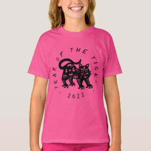 T-shirt Coupe de papier Tigre noir mignonne Chinoise Année
