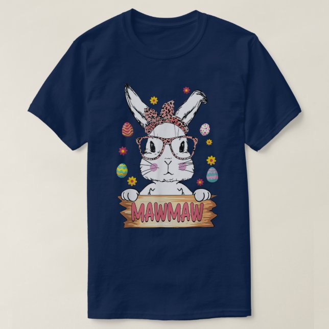 T-shirt Coupe Empreinte de léopard Visage Bunny Mawmaw Maw (Design devant)