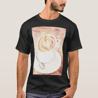 T-shirt Coupe en latte d'aquarelle douce au café