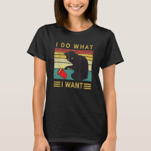 T-shirt Coupe Rouge Chat Noir vintage Faites Ce Que Je Veu