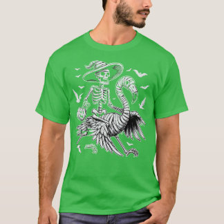 T-shirt Couper Flamant rose Éffrayant Squelette Halloween
