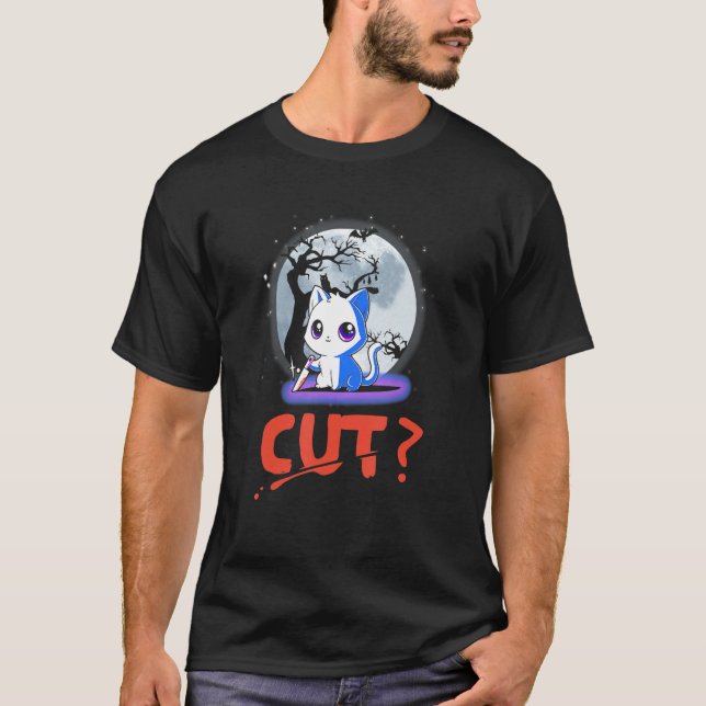T-shirt Couper Le Costume D'Halloween Chat Murderous Avec  (Devant)