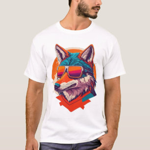 T-SHIRT COUPER LE VERRE SOLAIRE PORTANT DU LOUP.