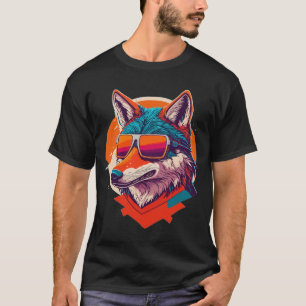 T-SHIRT COUPER LE VERRE SOLAIRE PORTANT DU LOUP.