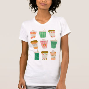 T-shirt Coupes de café d'automne   Latte d'épices Citrouil