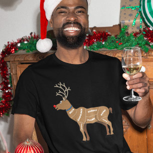 T-shirt Coupes de viande de renne   Noël de venaison drôle