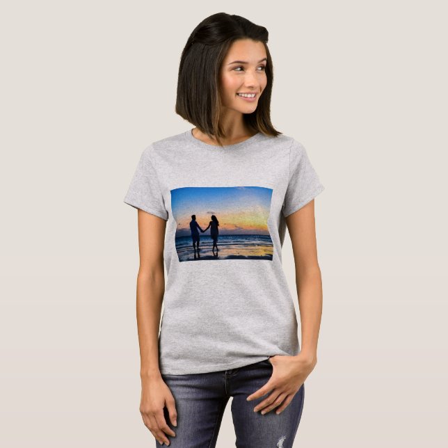 T-shirt Couple à Beach Design (Devant entier)