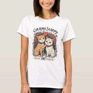 T-Shirt Couple Chat Cute Romantique Kitty Love Tee