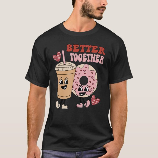 T-shirt Couple de café de beigne mieux ensemble Valen (Devant)