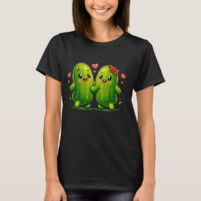 T-shirt couple de cornichons mignons drôles Kawaii (Devant)