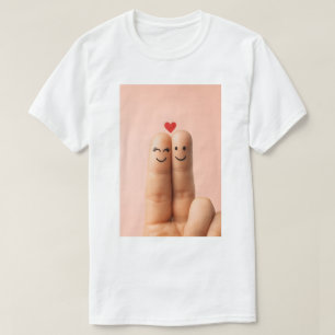 T-shirt Couple de doigts adorable, Visages de doigts migno