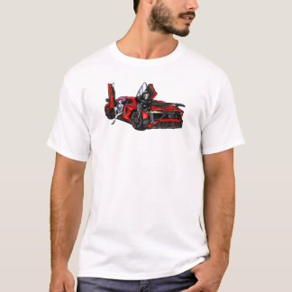 T-shirt Couple de gangsters d'anime cool avec supercar rou