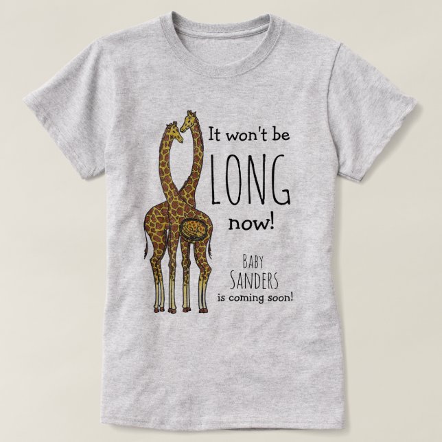 T-shirt Couple de Girafe Enceinte avec nom personnalisable (Design devant)
