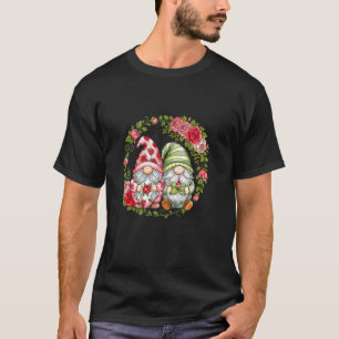 T-shirt Couple de nains romantiques entouré de roses