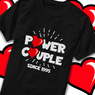 T-shirt Couple de puissance marié 1995 mignon anniversaire