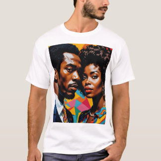 T-shirt Couple de puissance rétro Vibrant Afrocentric Tee