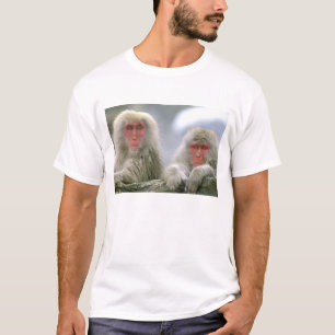 T-shirt Couple de singes des neiges, Macaque japonais,