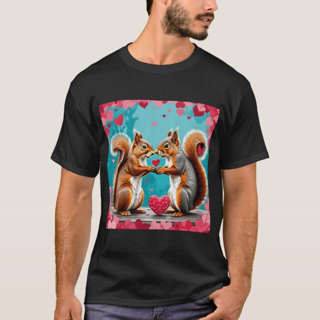 T-shirt Couple d'écureuils amoureux (Devant)