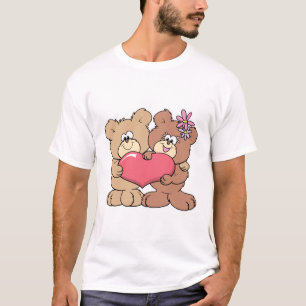 T-shirt couple d'ours en peluche à coeur valentin