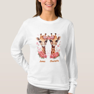 T-shirt Couple Giraffe personnalisé pour la Saint-Valentin
