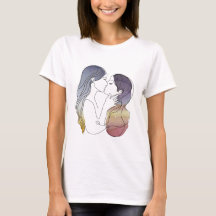 Couple lesbien dans l'amour minimaliste ligne art