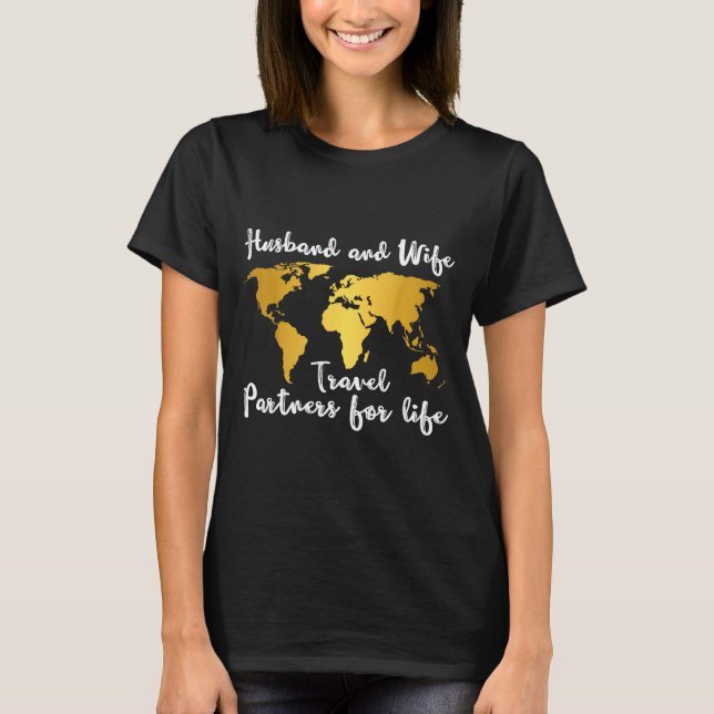 T-shirt Couple Matching Husband And Wife Travel Partners F (Devant)