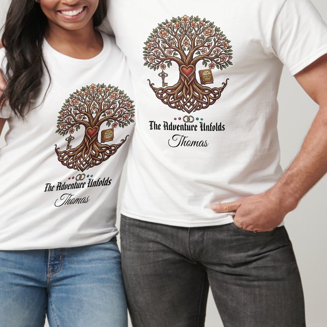 T-shirt couple personnalisé L'Aventure se déroule (Créateur téléchargé)