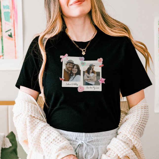 T-shirt Couple personnalisé mignonne photos et cadeau text (Créateur téléchargé)