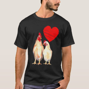 T-shirt Couple Poulet Pour Toujours Cœur Saint-Valentin