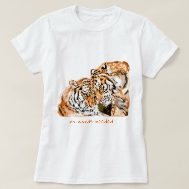 T-shirt Couple Tigre Texte Personnalisé (Design devant)