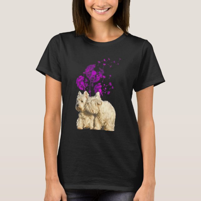T-shirt Couple Westies Dandelion Valentine's Day (Devant)