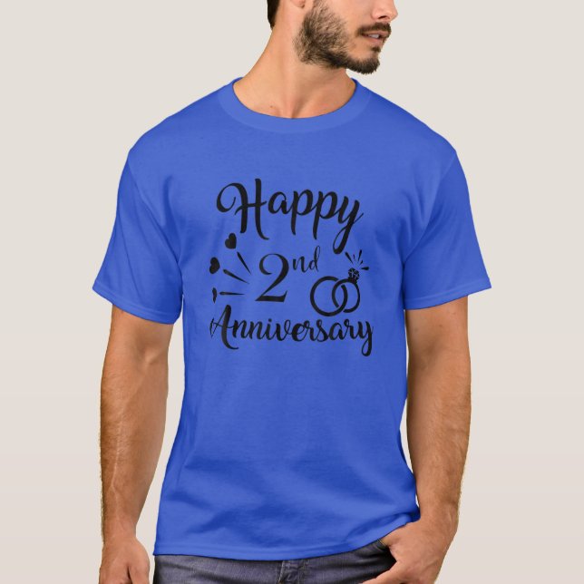 T-shirt Couples 2E Anniversaire Cool Présent Heureux 2E An (Devant)