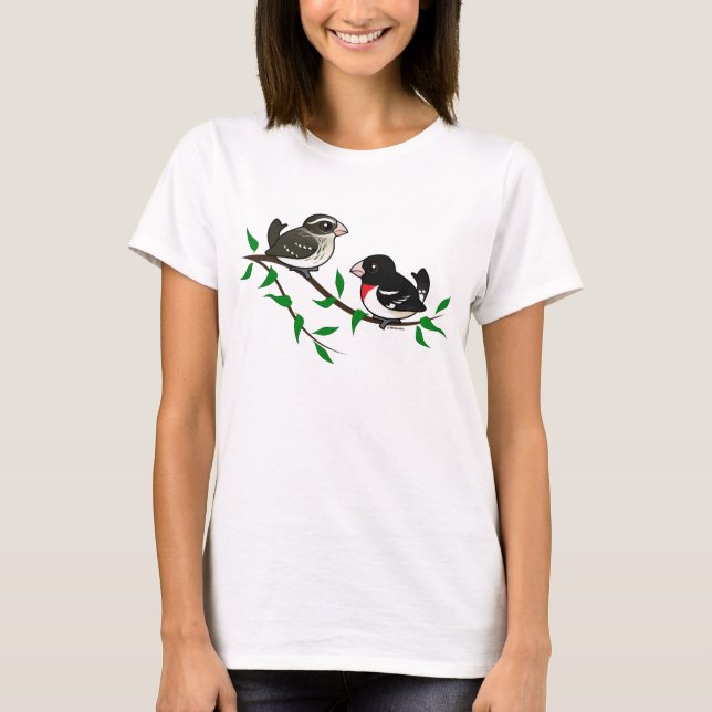 T-shirt Couples de gros-bec de Rose-breasted (Devant)