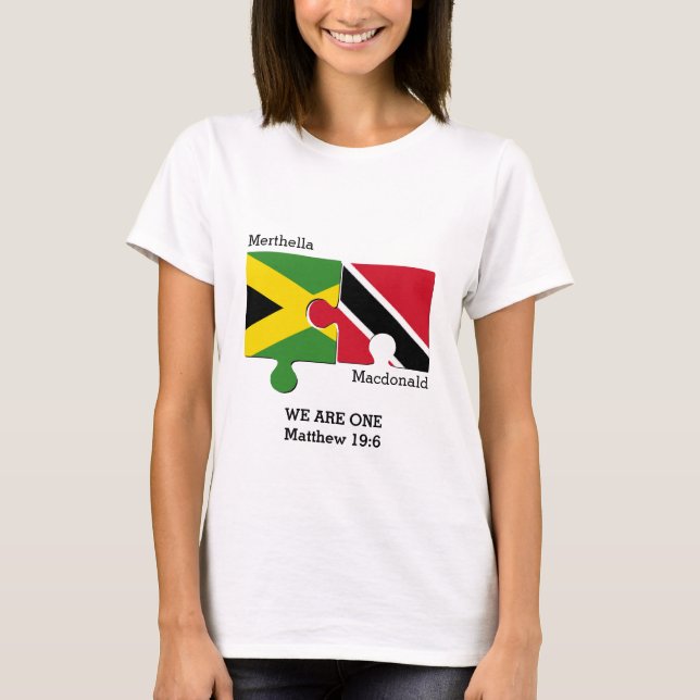 T-shirt Couples de la JAMAÏQUE de TRINIDAD personnalisable (Devant)