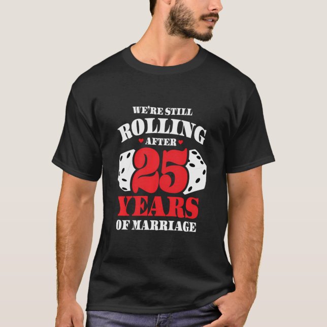 T-shirt Couples Mariés 25 Ans - Funny 25E Mariage Anni (Devant)
