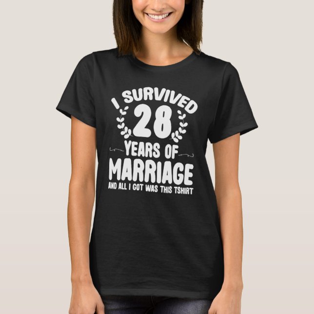 T-shirt Couples mariés de 28 ans survivant 28e Anniversa (Devant)
