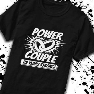 T-shirt Couples mariés pour le 22e anniversaire 22 ans
