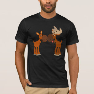 T-shirt Couples mignons d'orignaux de bande dessinée dans