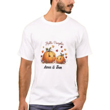 T-shirt Couples Personnalisés Citrouille Hello