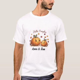 T-shirt Couples Personnalisés Citrouille Hello