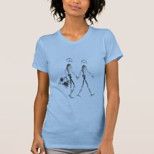 T-shirt Couples squelettiques de rayon X voyageant - noir