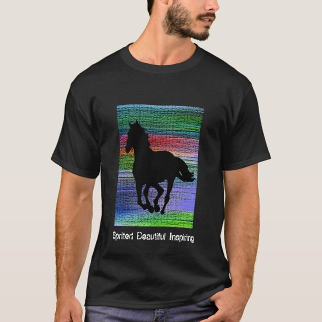 T-shirt courant noir de cheval (Devant)