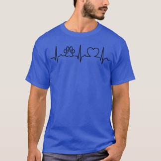 T-shirt Courbe de coeur chien chien patte chien chien fan