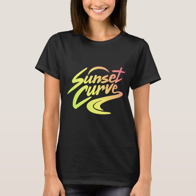 T-shirt Courbe de coucher de soleil dégradant (Devant)