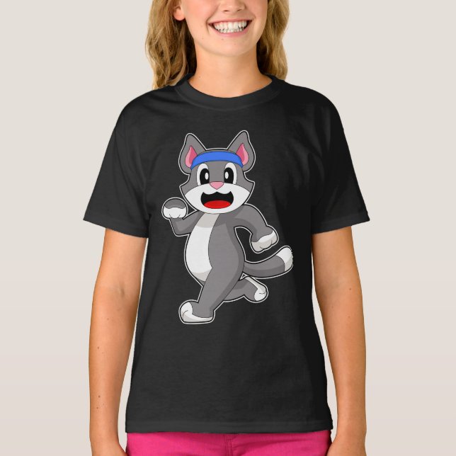 T-shirt Coureur de chats faisant du sport (Devant)