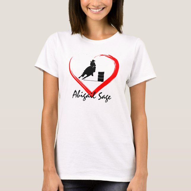 T-shirt Coureur de tonneaux personnalisée, Cheval dans le  (Devant)