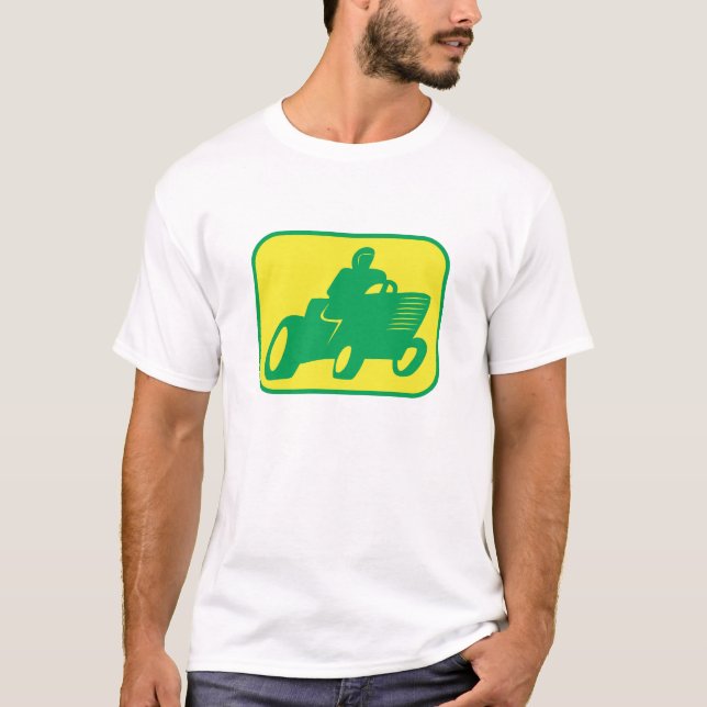 T-shirt Coureur vert et jaune de tondeuse à gazon (Devant)