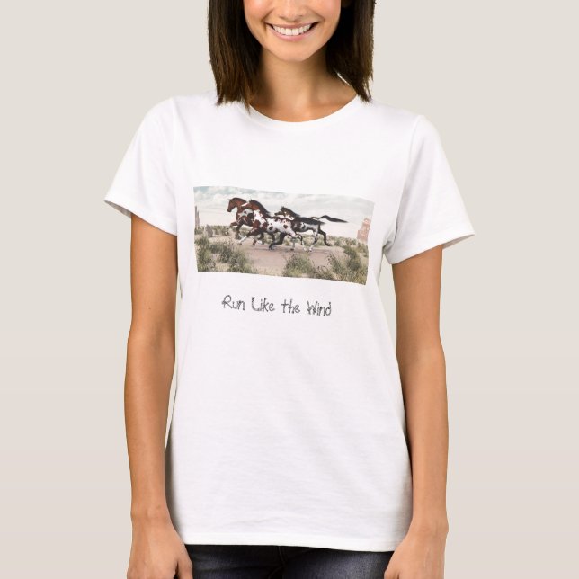 T-shirt Courez comme le vent - pièce en t galopante de (Devant)
