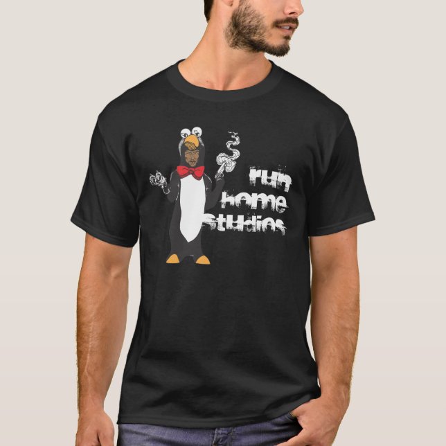 T-shirt Courez le pingouin à la maison (Devant)