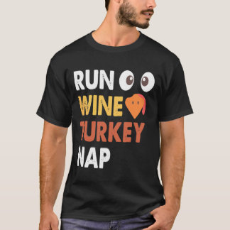 T-shirt Courez Vin Turquie Nap Drôle Thanksgiving Dîner Tr